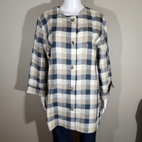 Plaid Ruby Long Button Down Jacket *XS-L*
